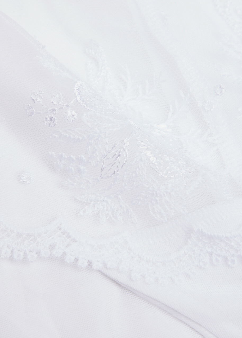 Simone PÉRÈLE Intrigue Tanga Embroidered Tulle Shorty Briefs White