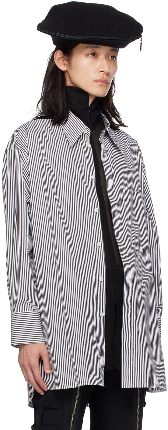 Y's White & Black Double-Layered Shirt