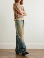 Enfants Riches Déprimés - The Larry Slim-Fit Cropped Distressed Striped Cashmere Sweater - Yellow