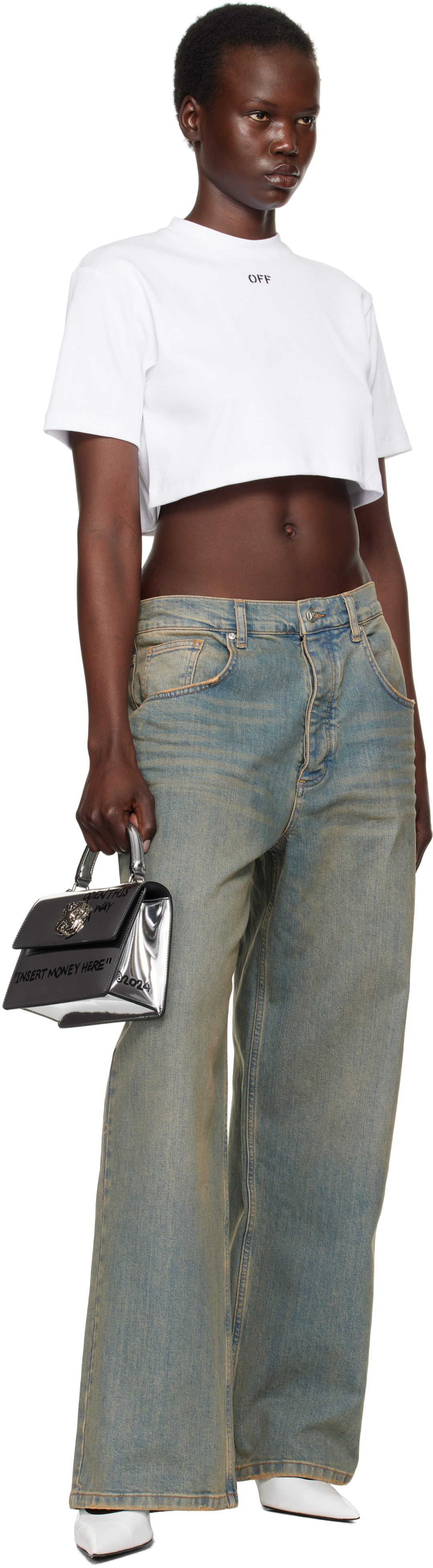 Off-White White 'Off' Stamp Rib Cropped T-shirt Off-White