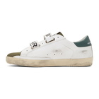 Golden Goose White and Khaki Old School Superstar Sneakers