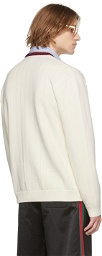 Gucci Off-White Cotton Web Cardigan