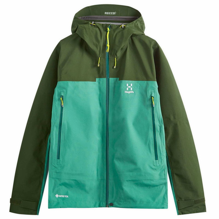 Photo: Haglöfs Men's Roc Flash Gore-Tex Jacket in Dark Jelly Green/Seaweed Green