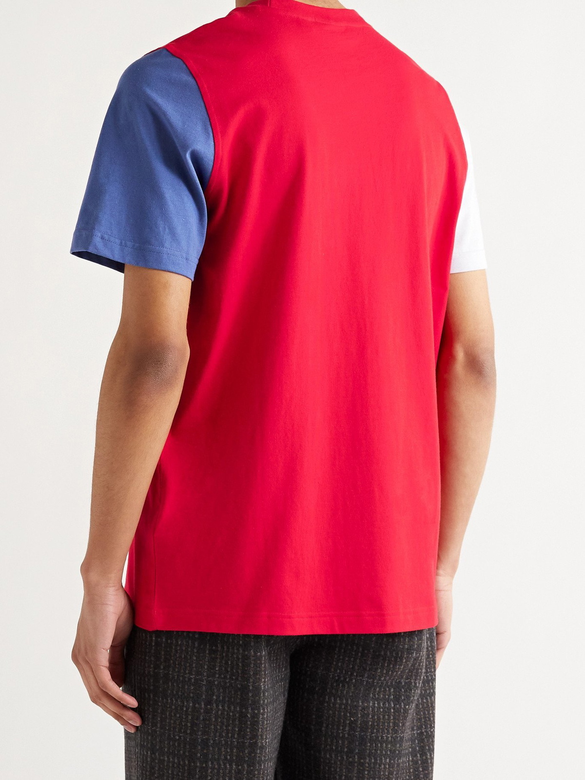 ADIDAS ORIGINALS - Color-Block Logo-Print Cotton-Jersey T-Shirt - Red  adidas Originals