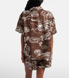 Asceno Prague printed silk twill bowling shirt