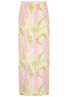 Bernadette Norma Floral-print Linen Maxi Skirt Beige