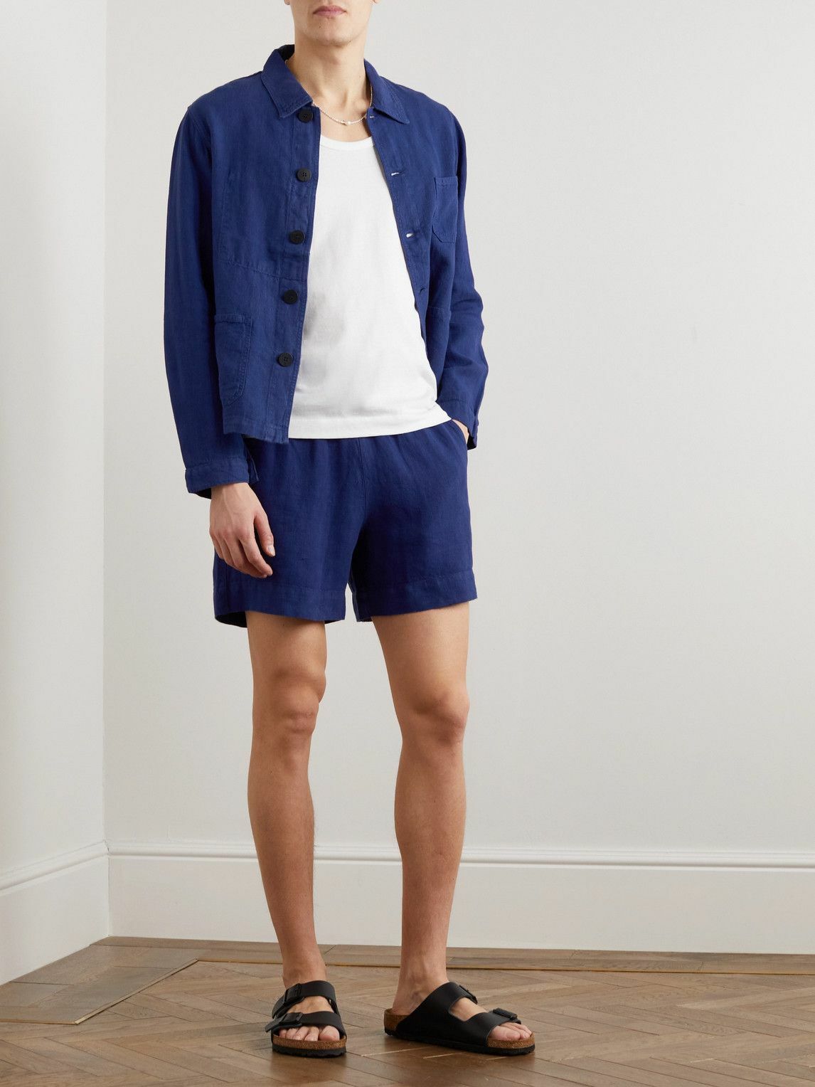 La Paz - Pestana Straight-Leg Linen Drawstring Shorts - Blue