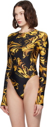 Versace Jeans Couture Black & Gold Lycra Bodysuit