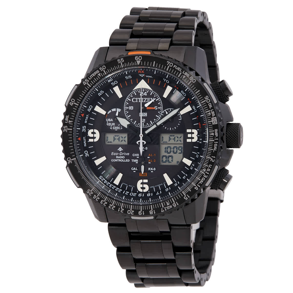 Citizen Promaster Skyhawk A-T Perpetual Alarm World Time Chronograph Analog-Digital Black Dial Mens Watch JY8075-51E