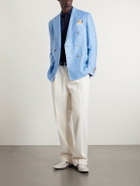 De Petrillo - Double-Breasted Linen Blazer - Blue