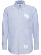 THOM BROWNE - Straight Fit Cotton Shirt W/ Embroidery