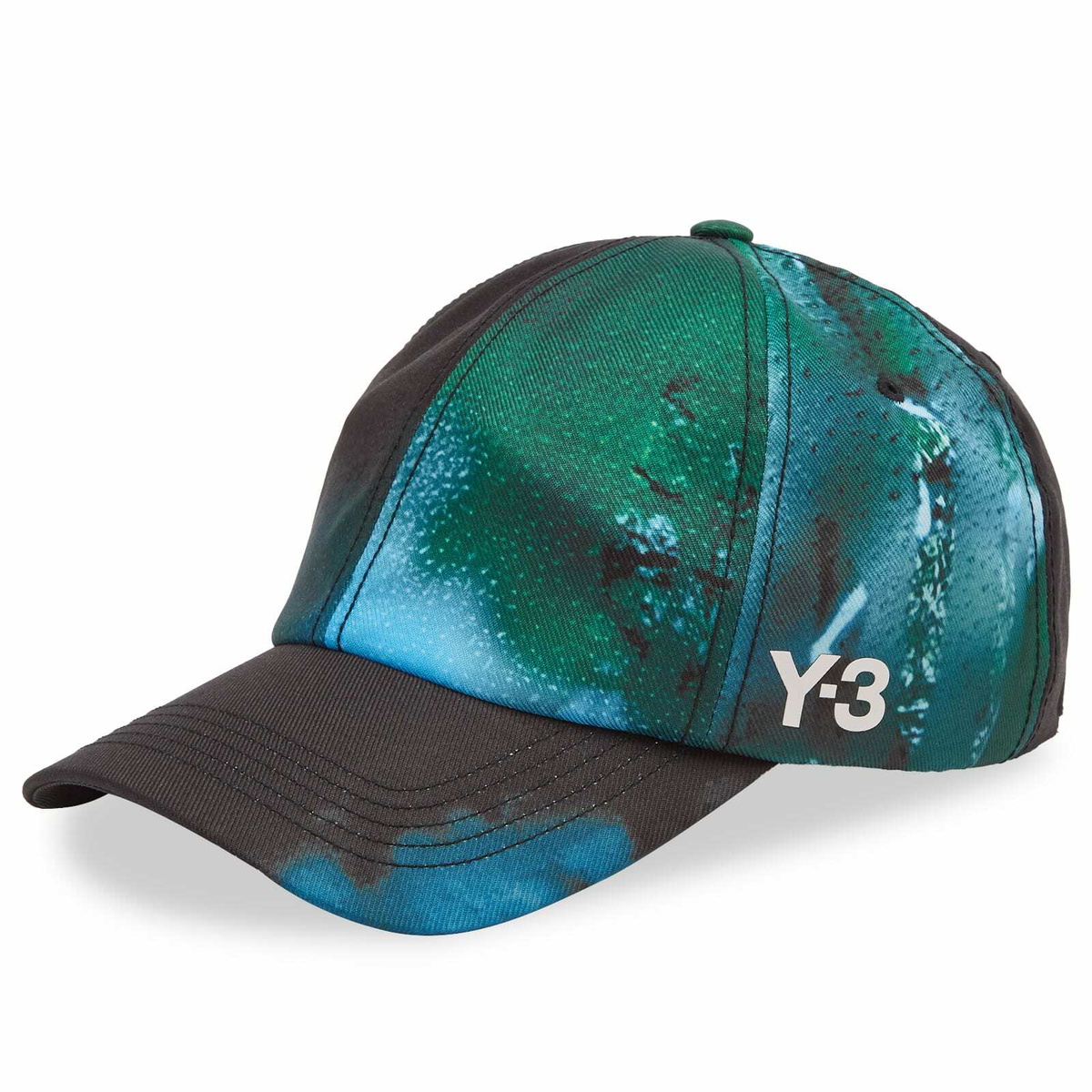 Y-3 Men's 3 Stripe Double Peak Cap in Black Y-3