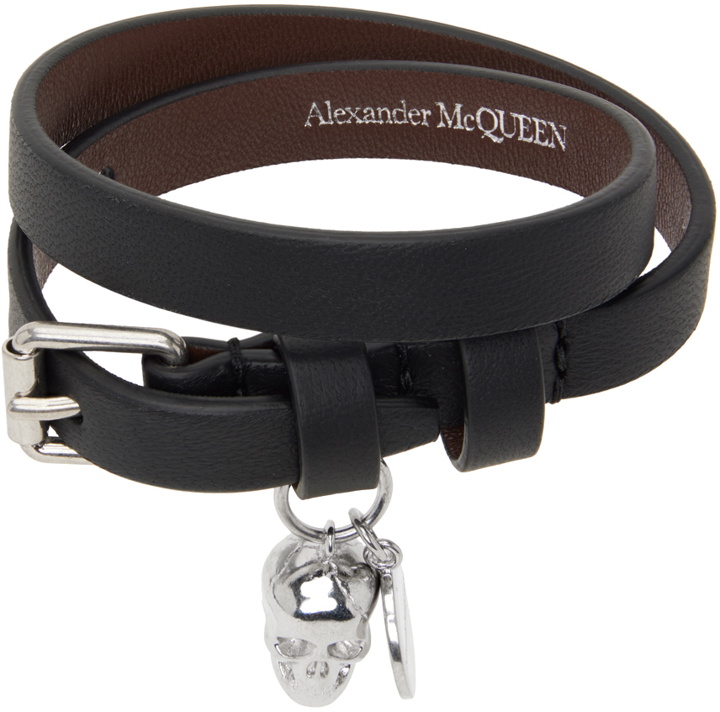 Photo: Alexander McQueen Black Double Wrap Skull Leather Bracelet