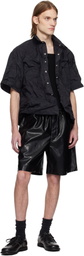 Karmuel Young Black Alt-Leather Square Shorts