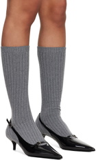 Magda Butrym Gray & Black Ribbed Sock Boot Heels