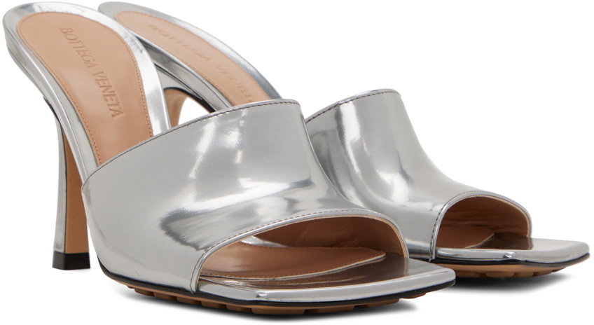 Bottega Veneta Silver Stretch Heeled Mule Bottega Veneta
