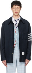 Thom Browne Navy 4-Bar Shirt Jacket