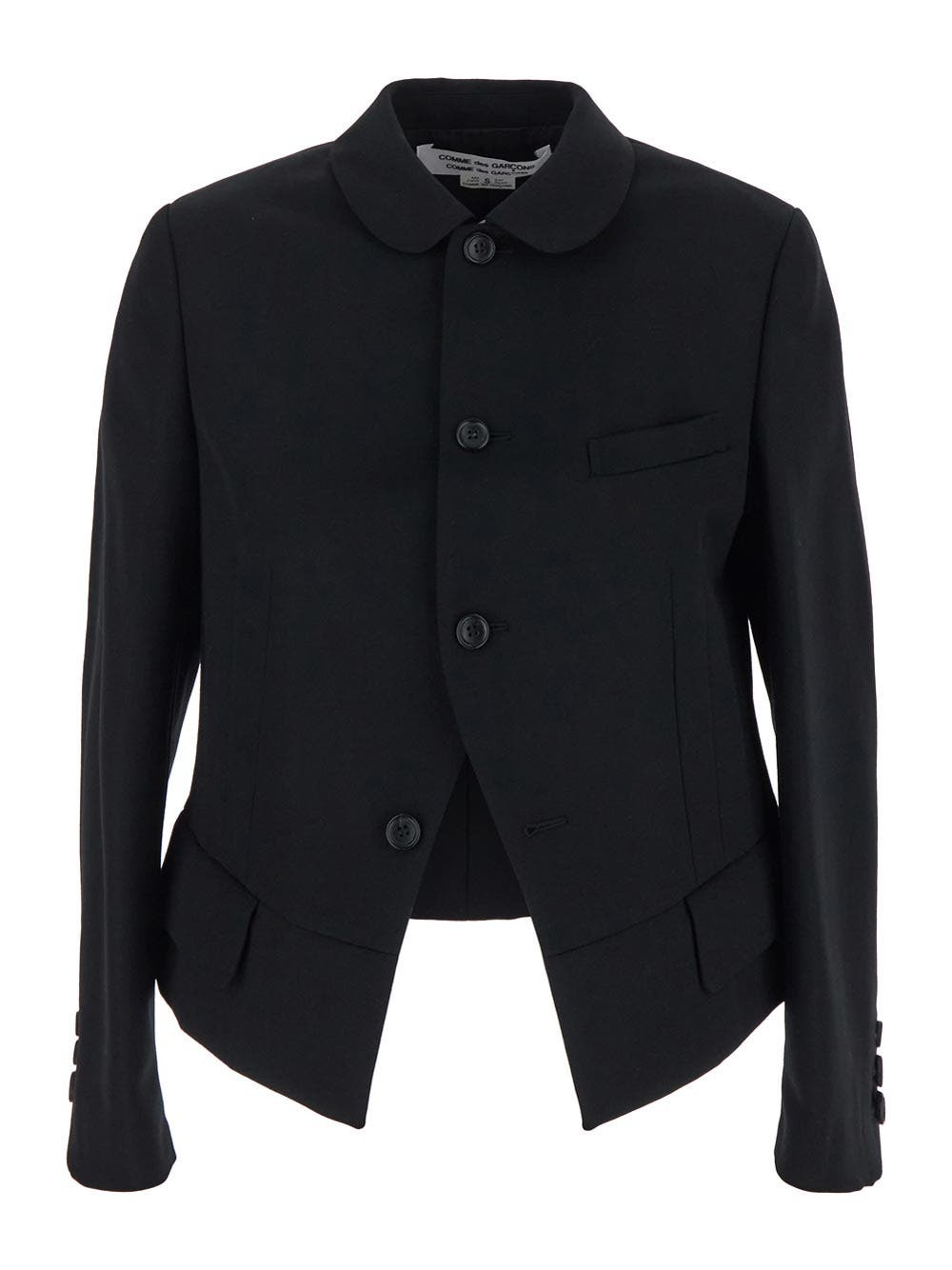 Comme des Garçons Mao Top - Black Wool Cropped Jacket