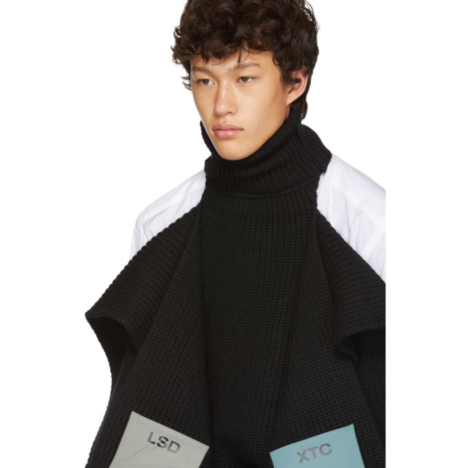 Raf Simons Black Single Panel Patch Turtleneck