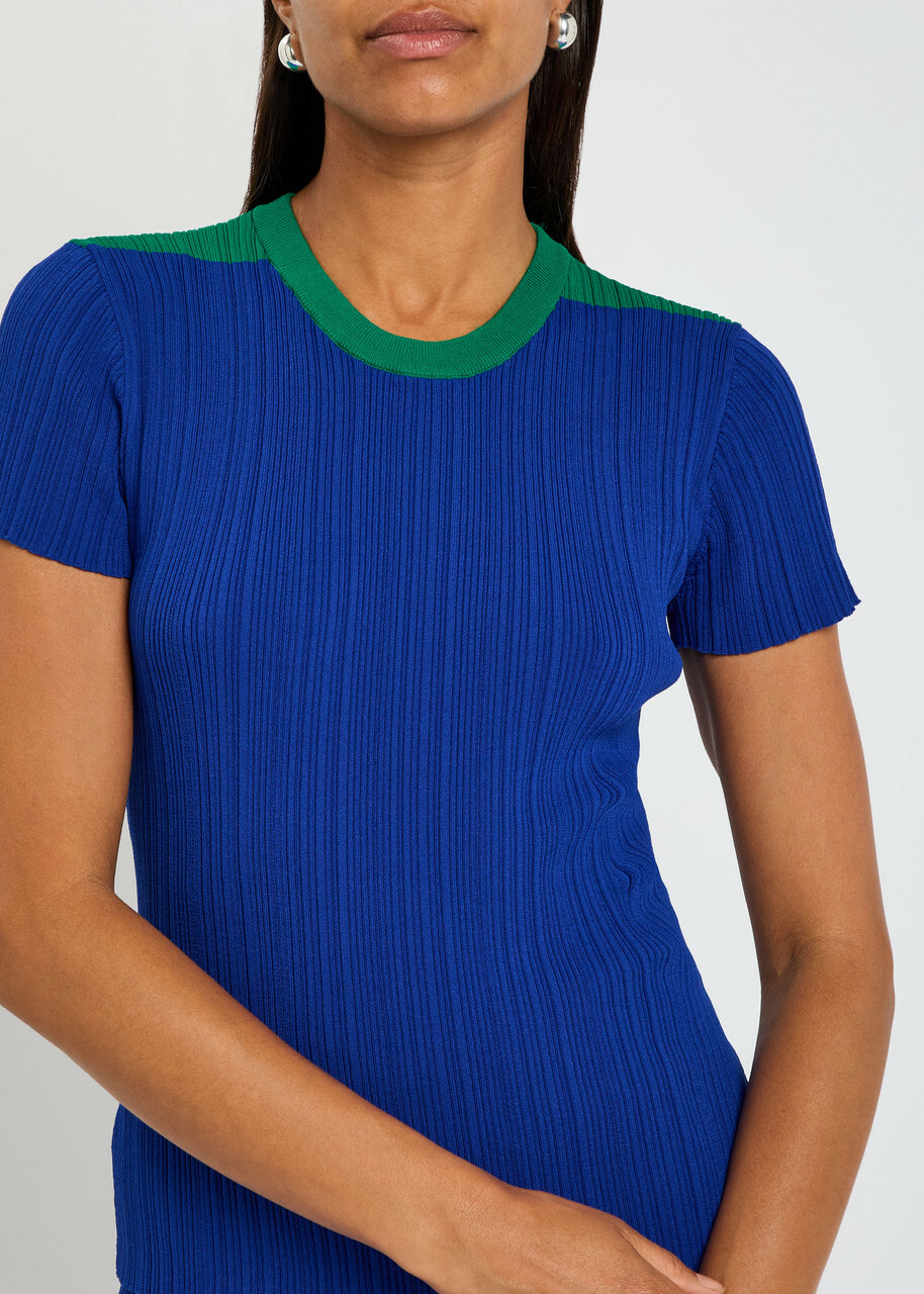 Wales Bonner Island Ribbed-knit T-shirt Blue