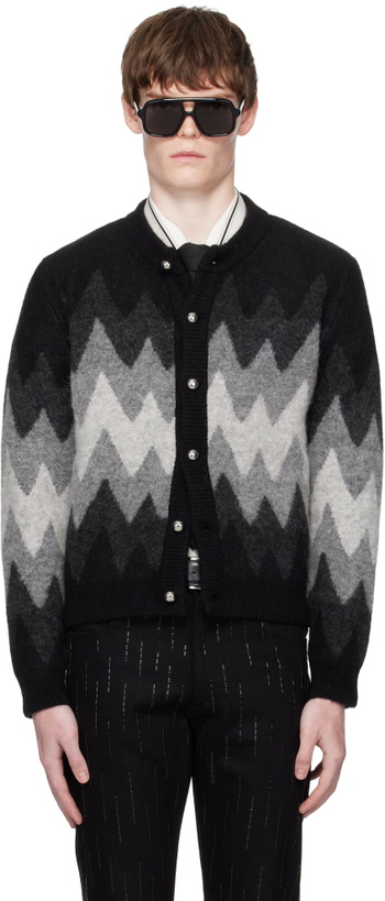 Photo: Ernest W. Baker Black & Gray Degrade Jacquard Cardigan