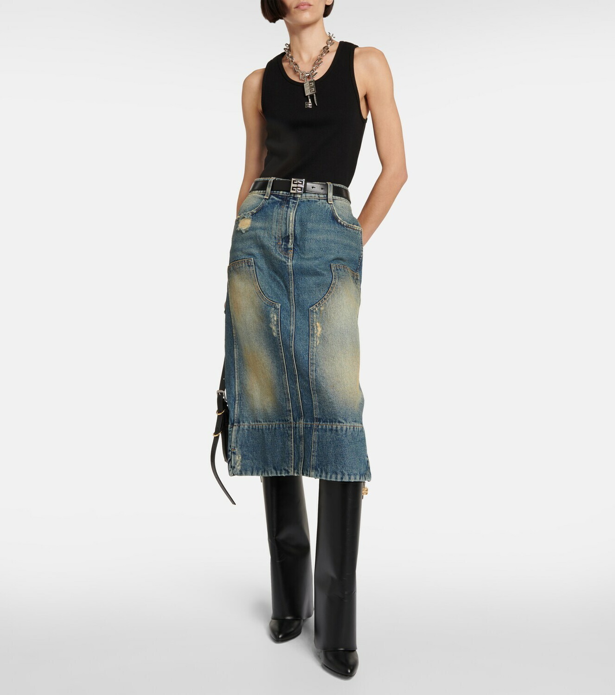 【関税&送料込】Givenchy Denim Midi Skirt Givenchy - Distressed low-rise denim midi skirt Givenchy