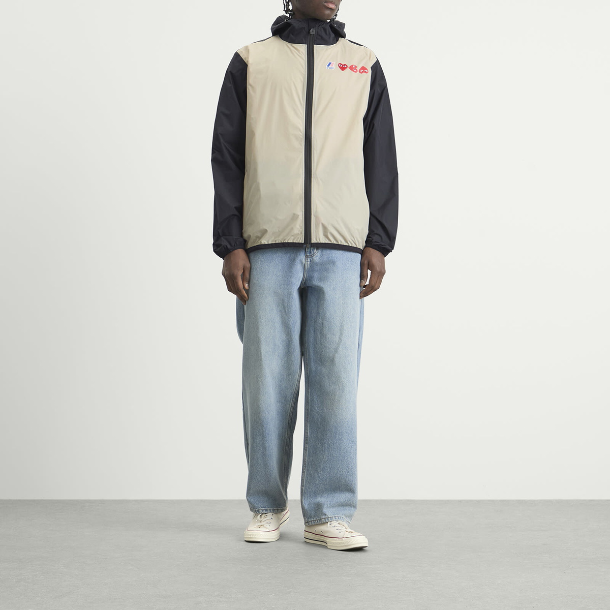 Comme des Garçons Play K-way Unisex Jacket in Beige/Black