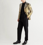 Alexander McQueen - Metallic Cotton-Blend Moire Blazer - Gold