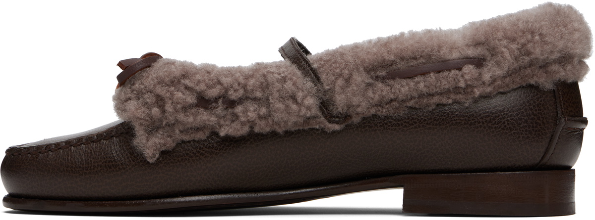 HEREU Brown Lorea Curly Shearling Loafers