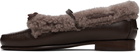 HEREU Brown Lorea Curly Shearling Loafers