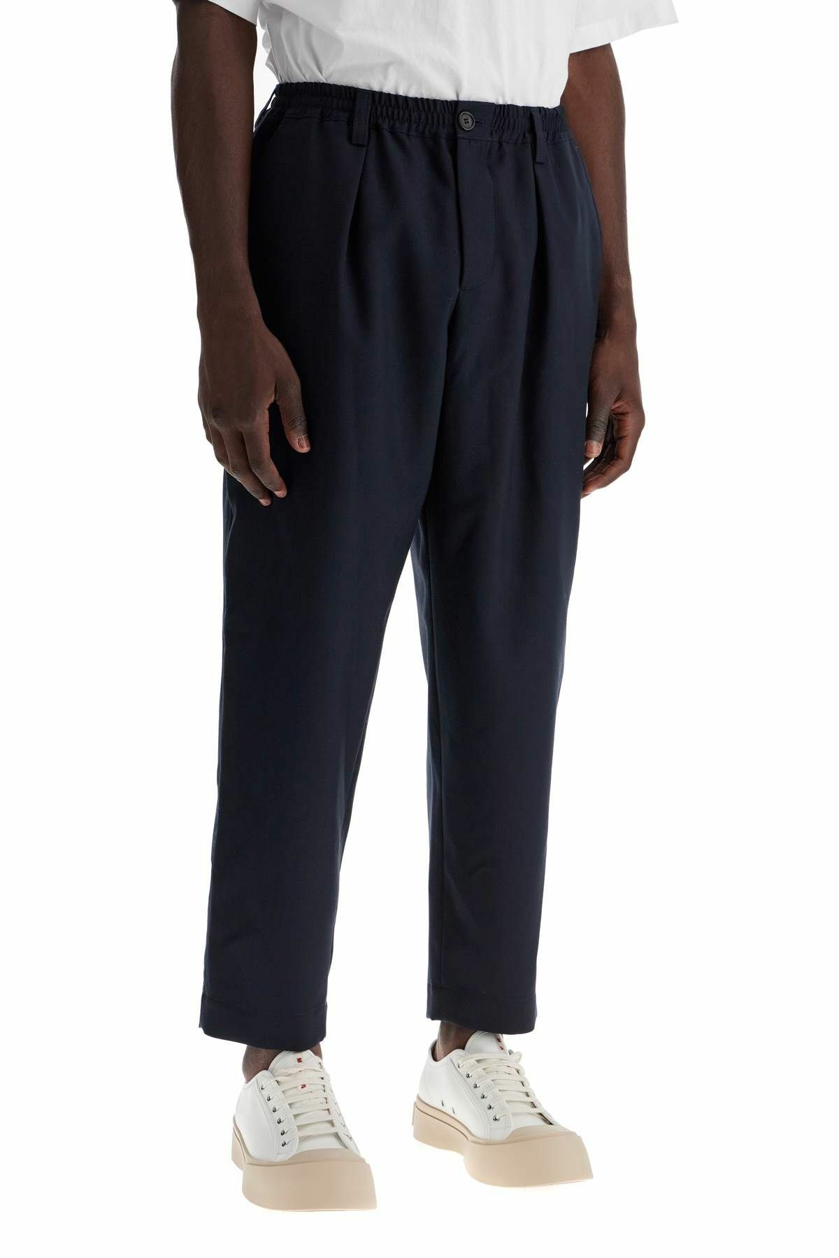 MARNI tropical wool cropped pants in Blue