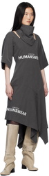 Pushbutton Gray Scarf Midi Dress