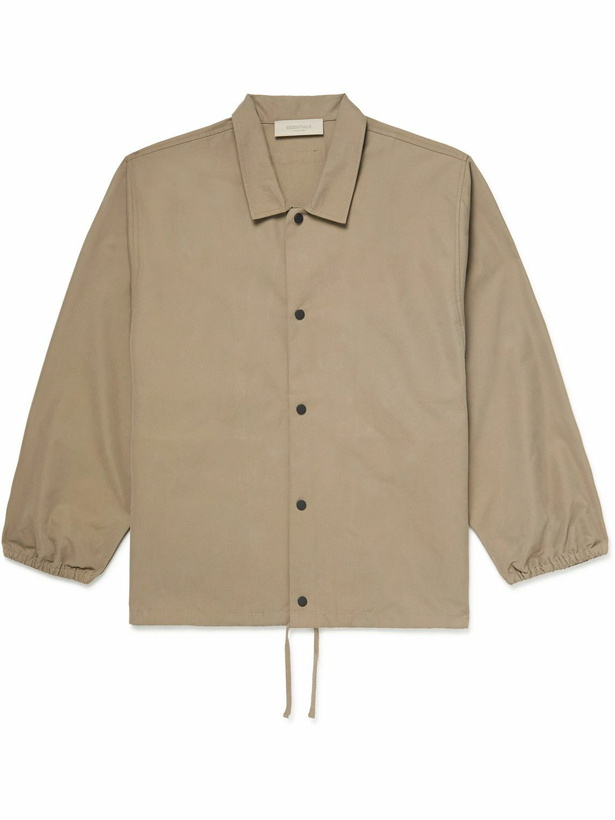 Photo: FEAR OF GOD ESSENTIALS - Logo-Flocked Cotton-Blend Coach Jacket - Brown