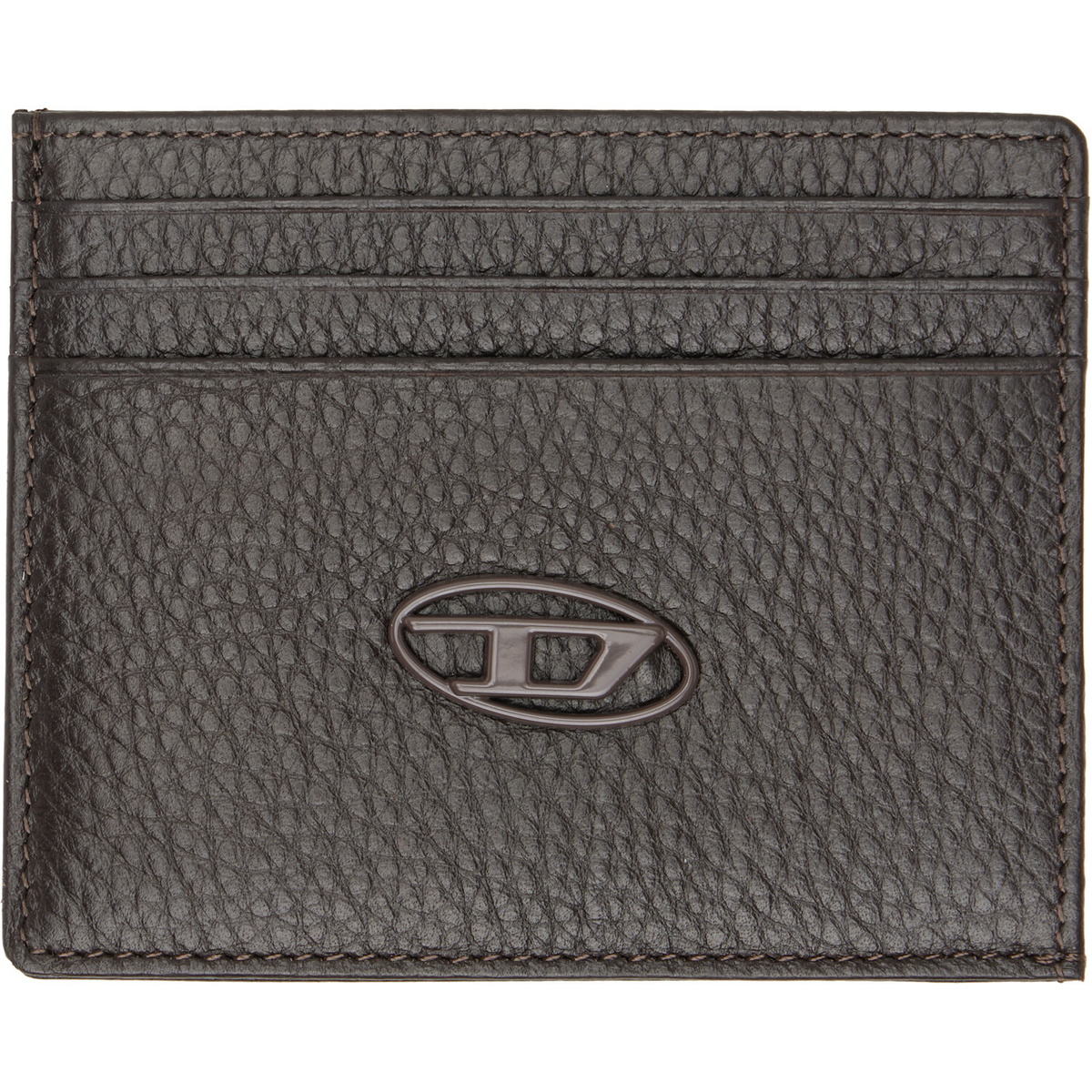 Diesel Brown Grained Leather Card Holder