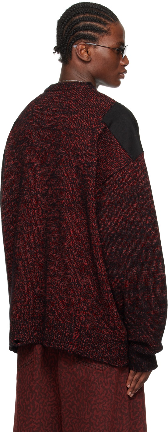 LU'U DAN Red & Black Shoulder Patch Sweater