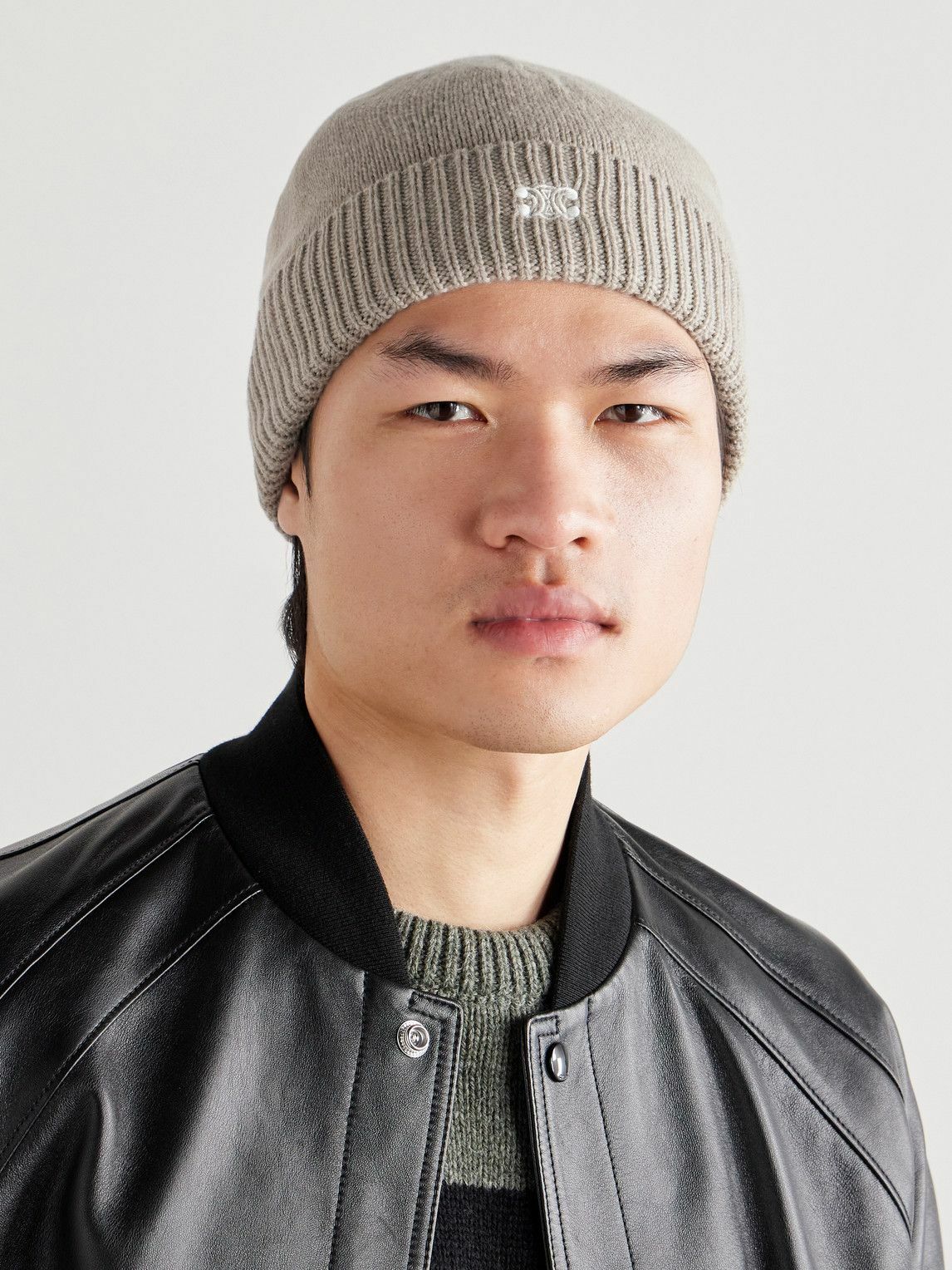 CELINE - Logo-Embroidered Wool and Cashmere-Blend Beanie