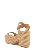Gabriela Hearst Sardis 100 Suede and Raffia Platform Sandals Camel