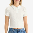 Damson Madder Women's Devon Pointelle Polo T-shirt in White