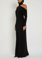 Courrèges Circle Mockneck Crepe Gown Black