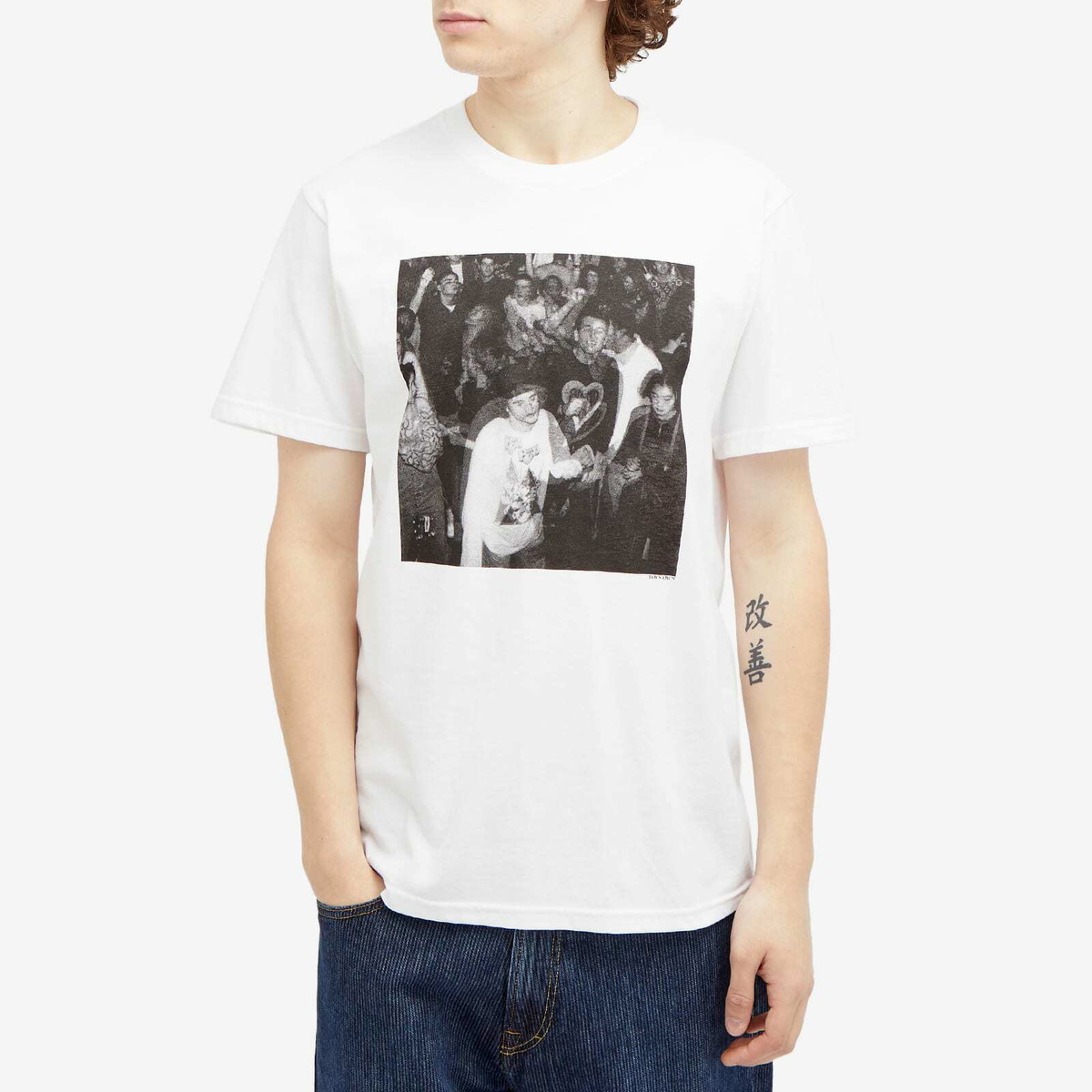 Boys Own Men's Dancefloor Front Print With Clockwork Logo Back T-S in White