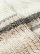 Brunello Cucinelli - Striped Ribbed Cotton Socks - Neutrals