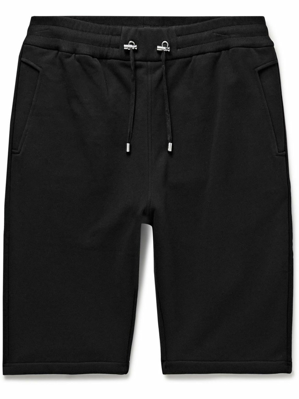 Photo: Balmain - Slim-Fit Cotton-Jersey Drawstring Bermuda Shorts - Black