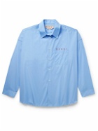 Marni - Logo-Print Cotton-Poplin Shirt - Blue