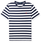 POLO RALPH LAUREN - Slim-Fit Logo-Embroidered Striped Cotton-Jersey T-Shirt - Blue