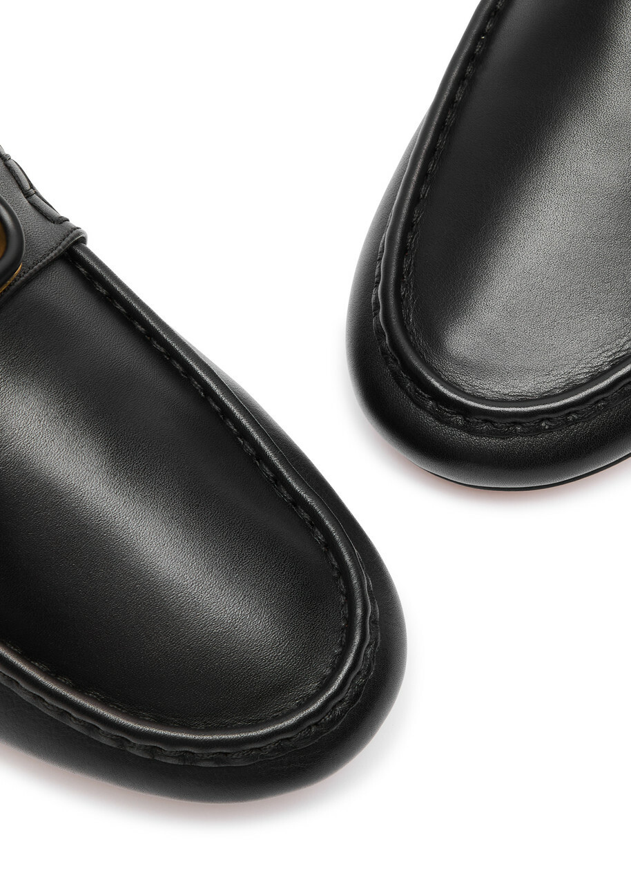 Valentino Vlogo Leather Loafers Black