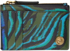 Versace Khaki Tiger Medusa Biggie Zip Card Holder