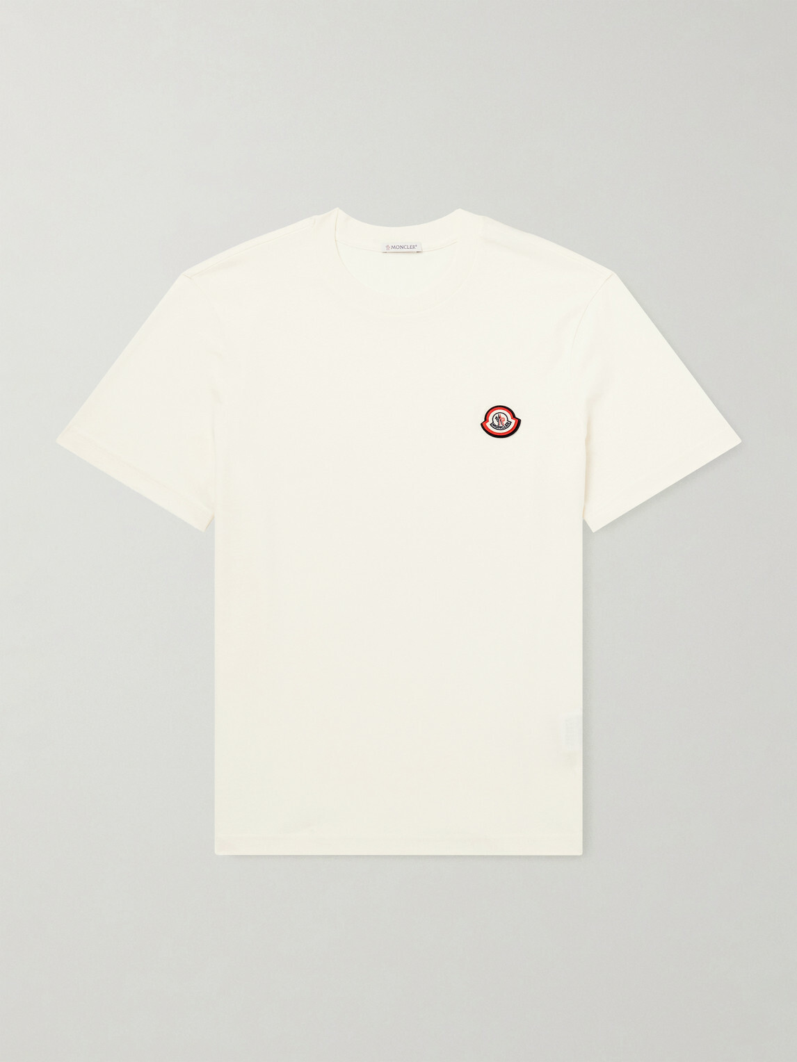 Moncler - Logo-Appliqué Cotton-Jersey T-Shirt - Neutrals