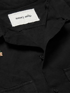 Story Mfg. - Snack Embroidered Printed Organic Cotton and Linen-Blend Shirt - Black