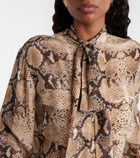 7 For All Mankind Snake-print tie-neck blouse