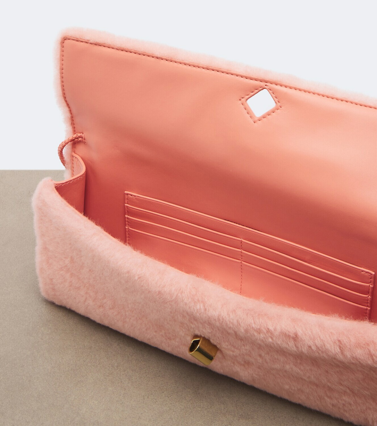 Bottega Veneta Andiamo shearling clutch
